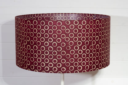 Drum Lamp Shade - P73 - Batik Cranberry Circles, 50cm(d) x 25cm(h)