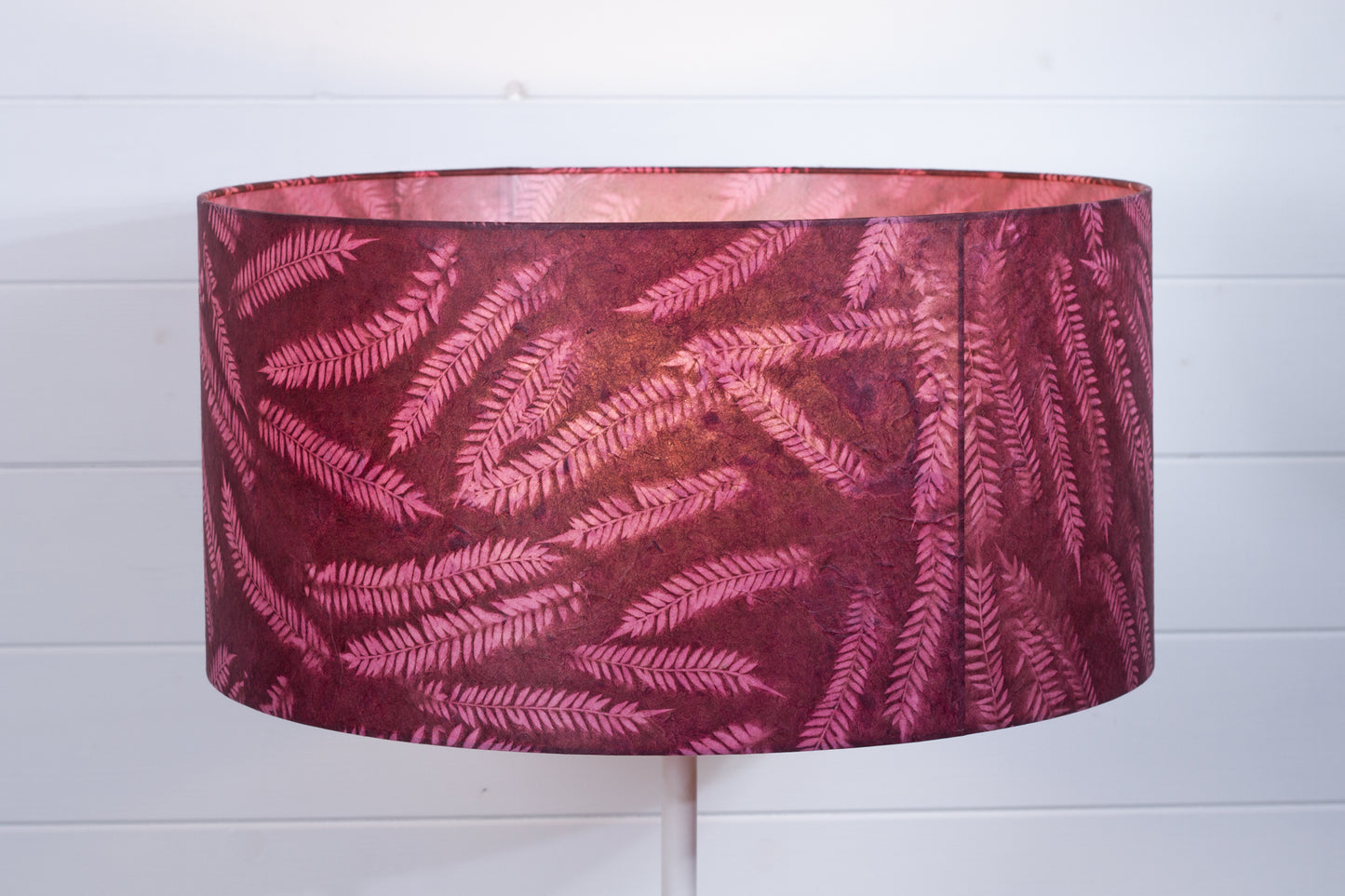 Drum Lamp Shade - P25 - Resistance Dyed Pink Fern, 50cm(d) x 25cm(h)