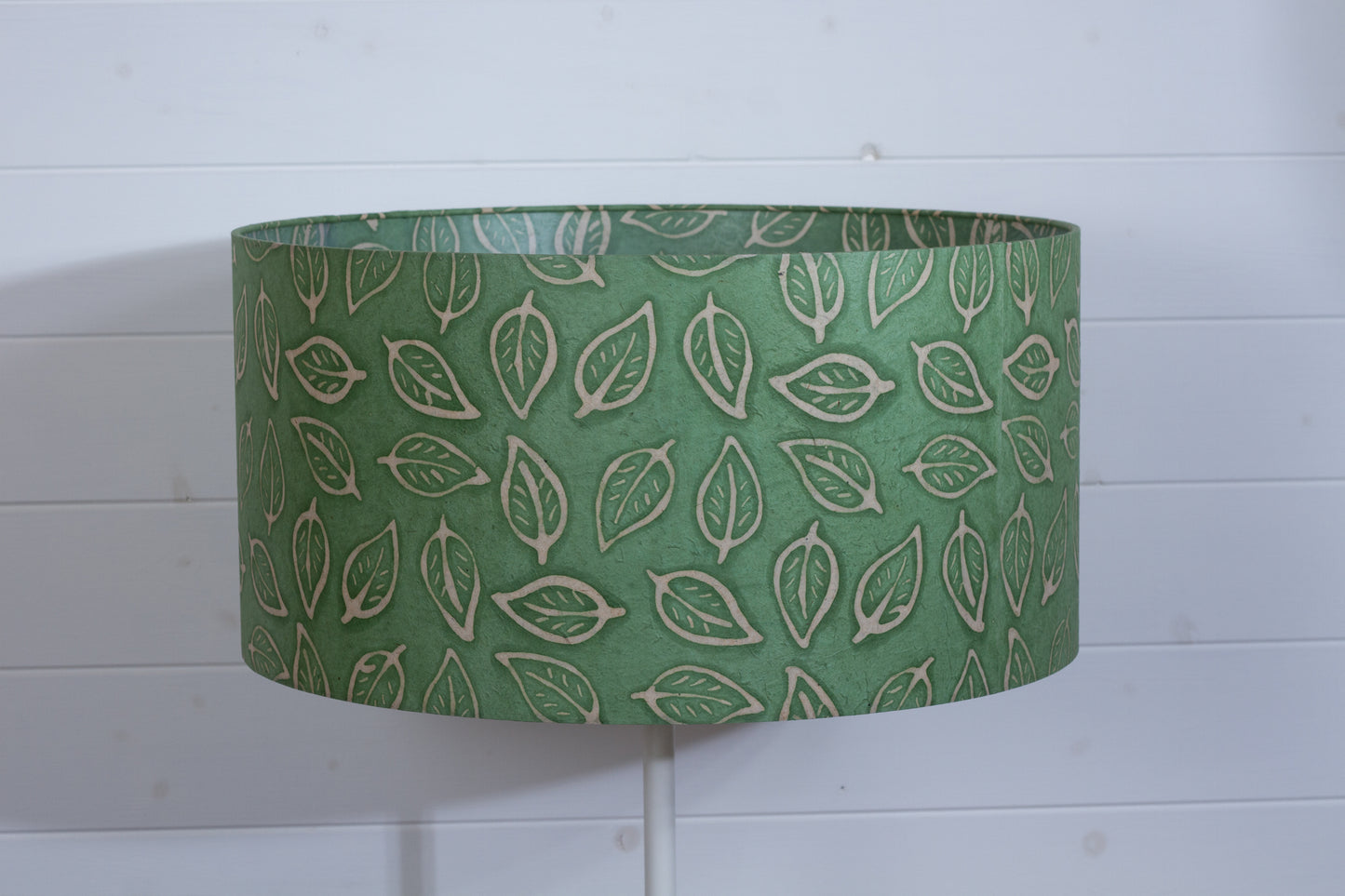 Drum Lamp Shade - P29 - Batik Leaf on Green, 50cm(d) x 25cm(h)