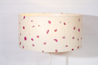 Drum Lamp Shade - P33 - Rose Petals on Natural Lokta, 60cm(d) x 30cm(h)