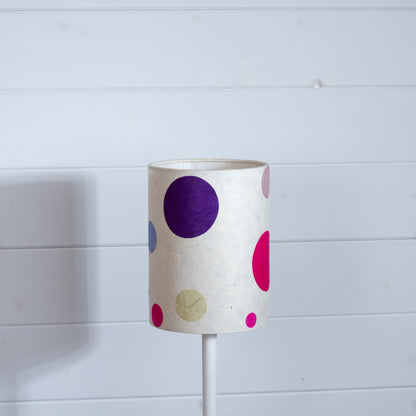 Drum Lamp Shade - P39 ~ Polka Dots on Natural Lokta, 15cm(diameter)