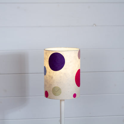 Drum Lamp Shade - P39 ~ Polka Dots on Natural Lokta, 15cm(diameter)