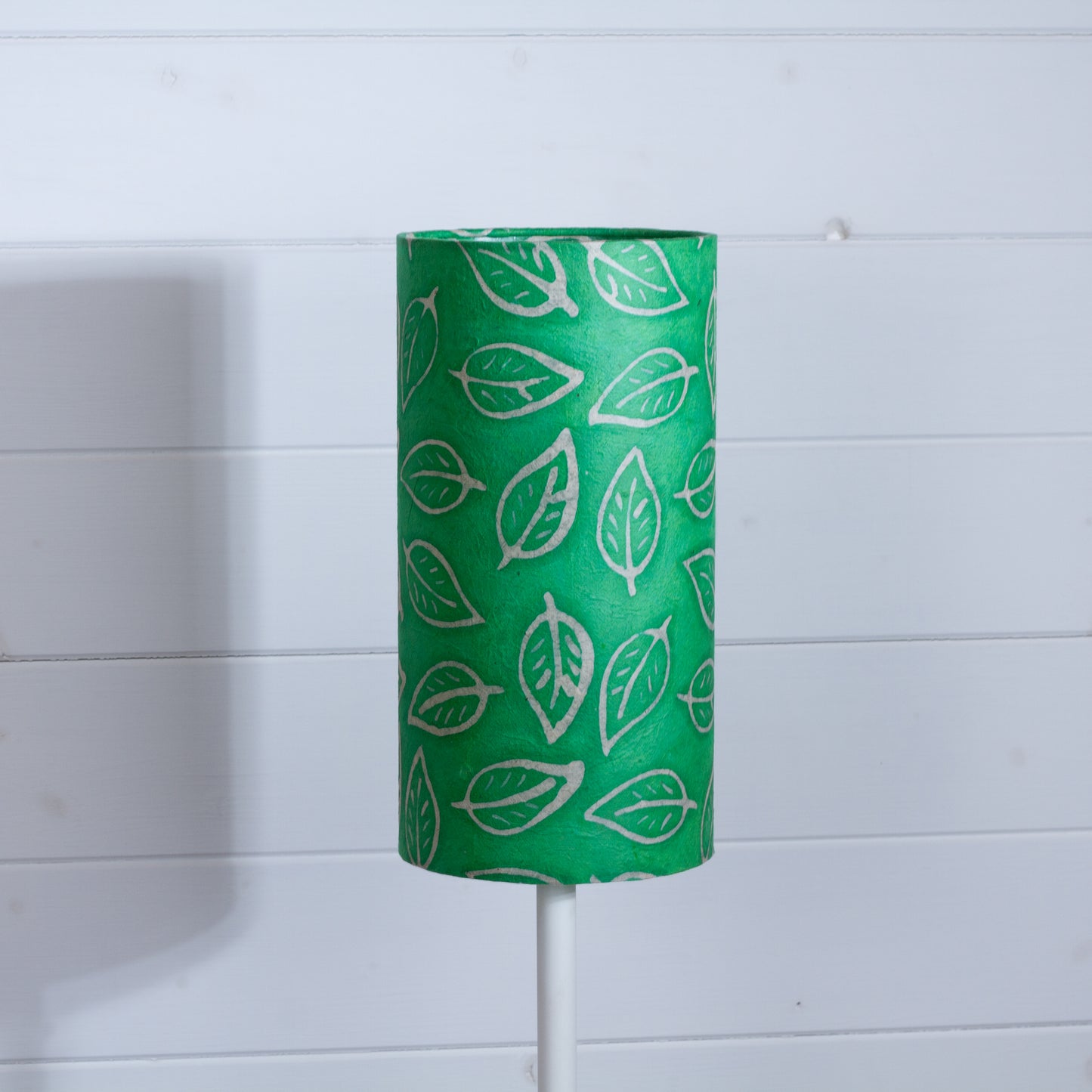Drum Lamp Shade - B126 ~ Batik Leaf Bright Green, 15cm(diameter) x 30cm(h)