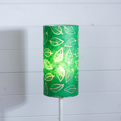 Drum Lamp Shade - B126 ~ Batik Leaf Bright Green, 15cm(diameter) x 30cm(h)