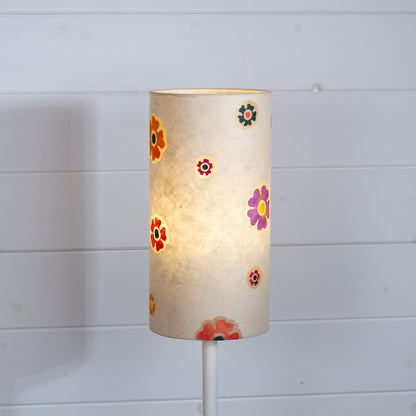 Drum Lamp Shade - P35 ~ Batik Multi Flower on Natural, 15cm(diameter)