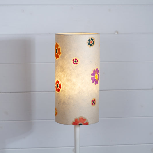 Drum Lamp Shade - P35 ~ Batik Multi Flower on Natural, 15cm(diameter)