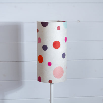 Drum Lamp Shade - P39 ~ Polka Dots on Natural Lokta, 15cm(diameter)