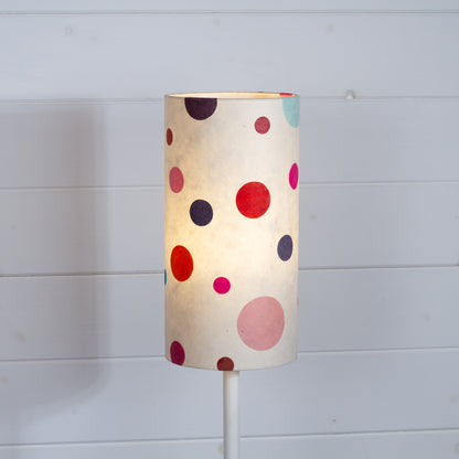 Drum Lamp Shade - P39 ~ Polka Dots on Natural Lokta, 15cm(diameter)