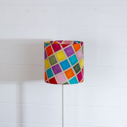 Drum Lamp Shade - P01 - Offset Batik Multi Square, 20cm(d) x 20cm(h)