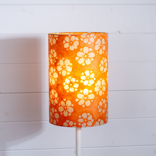 Drum Lamp Shade - P94 - Batik Star Flower on Orange, 20cm(d) x 30cm(h)