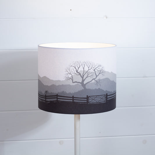 Drum Lamp Shade - Landscape Gate Grey, 25cm(d) x 20cm(h)