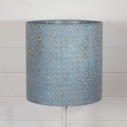 Drum Lamp Shade - P72 - Batik Blue Circles, 30cm(d) x 30cm(h)
