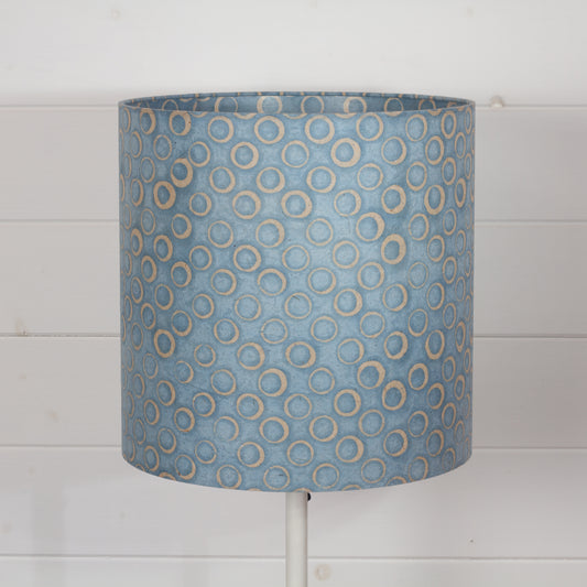Drum Lamp Shade - P72 - Batik Blue Circles, 30cm(d) x 30cm(h)