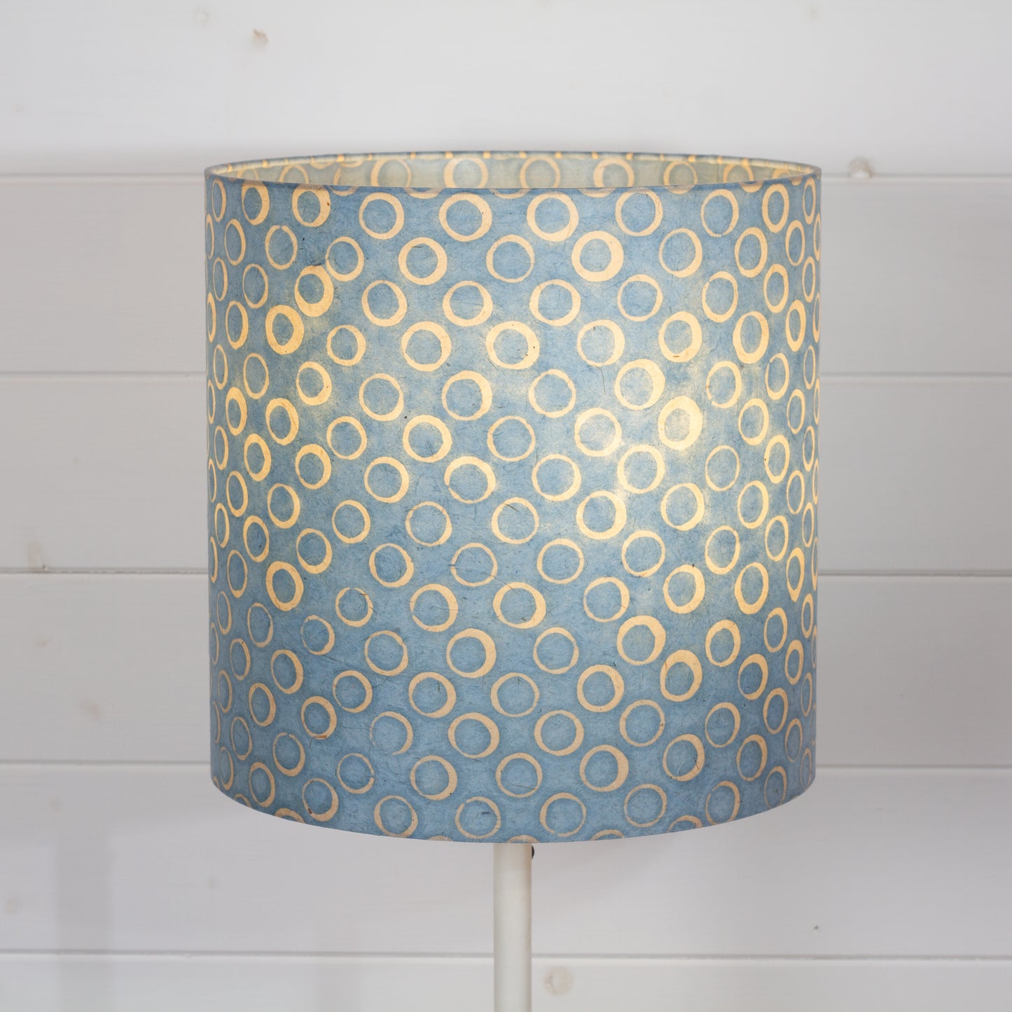 Drum Lamp Shade - P72 - Batik Blue Circles, 30cm(d) x 30cm(h)