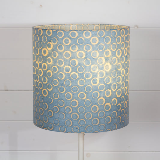 Drum Lamp Shade - P72 - Batik Blue Circles, 30cm(d) x 30cm(h)