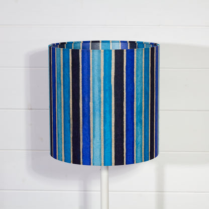 Drum Lamp Shade - P05 - Batik Stripes Blue, 25cm x 25cm