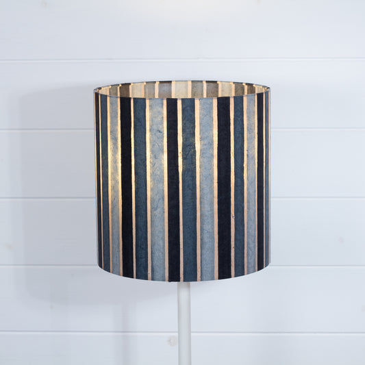 Drum Lamp Shade - P08 - Batik Stripes Grey, 25cm x 25cm