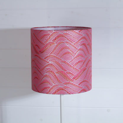 Drum Lamp Shade - W04 ~ Pink Hills with Gold Flowers, 30cm(d) x 30cm(h)