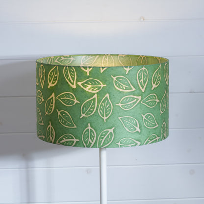 Drum Lamp Shade - P29 - Batik Leaf on Green, 35cm(d) x 20cm(h)