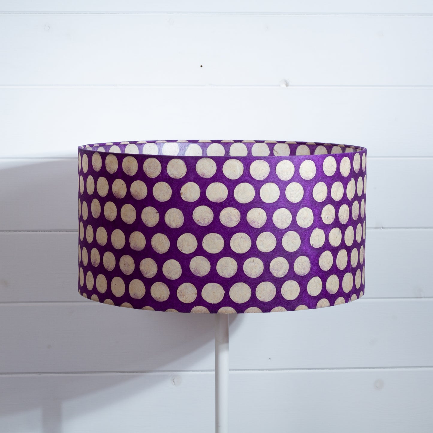 Drum Lamp Shade - P79 - Batik Dots Purple, 40cm(d) x 20cm(h)