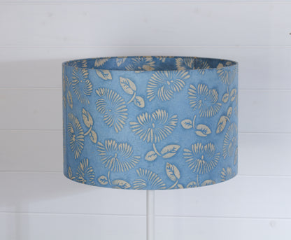 Drum Lamp Shade - B129 ~ Batik Peony Blue, 40cm(d) x 25cm(h)