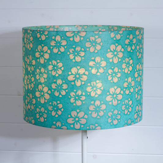 Drum Lamp Shade - P80 - Batik Star Flower Sea Foam, 40cm(d) x 30cm(h)