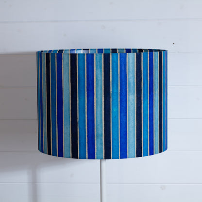 Drum Lamp Shade - P05 - Batik Stripes Blue, 40cm(d) x 30cm(h)