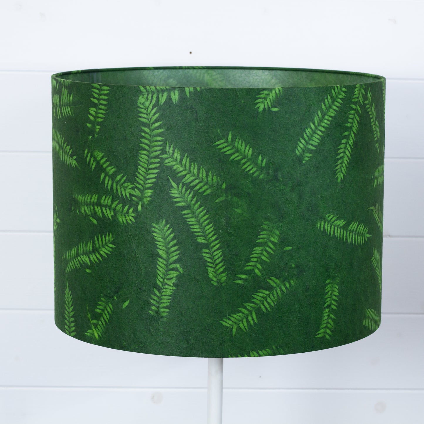 Drum Lamp Shade - P27 - Resistance Dyed Green Fern, 40cm(d) x 30cm(h)