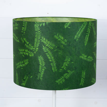 Drum Lamp Shade - P27 - Resistance Dyed Green Fern, 40cm(d) x 30cm(h)