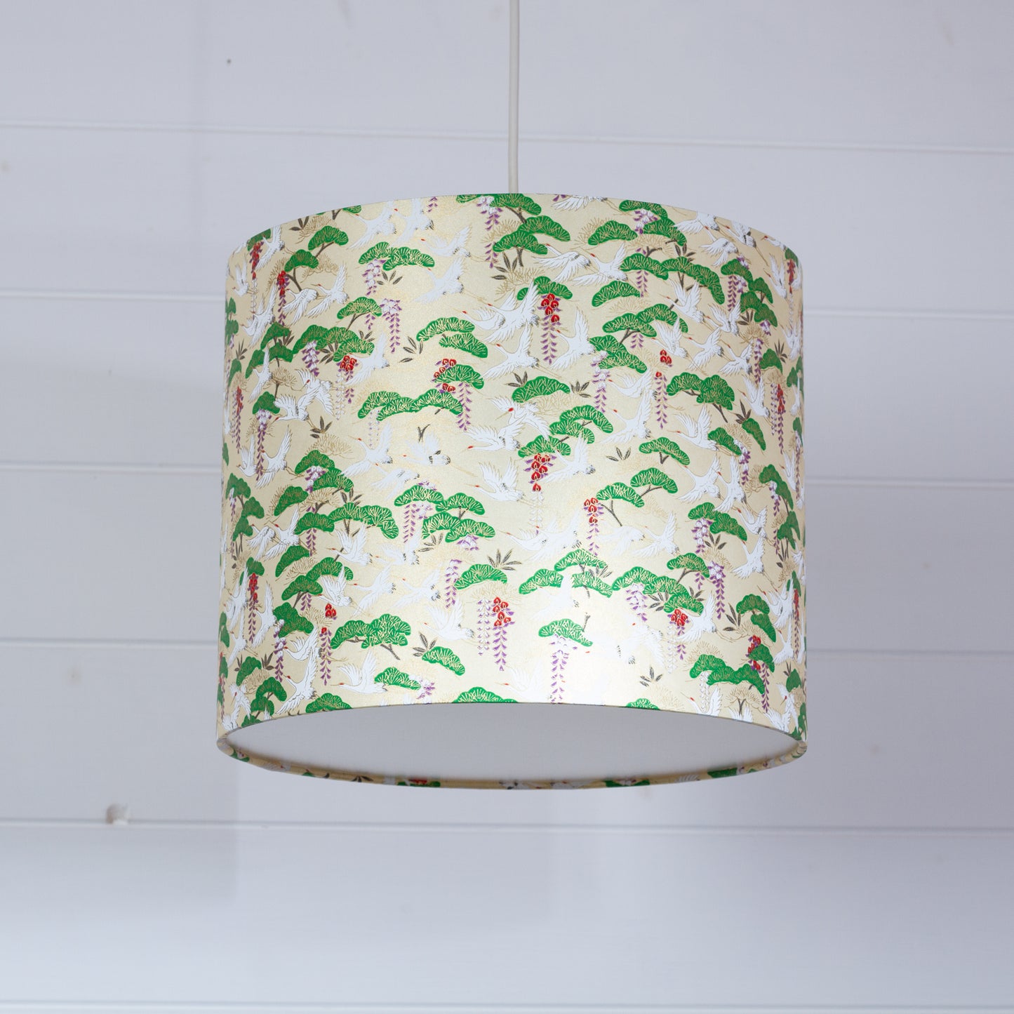 Drum Lamp Shade - W05 ~ Cranes, 30cm(d) x 25cm(h)