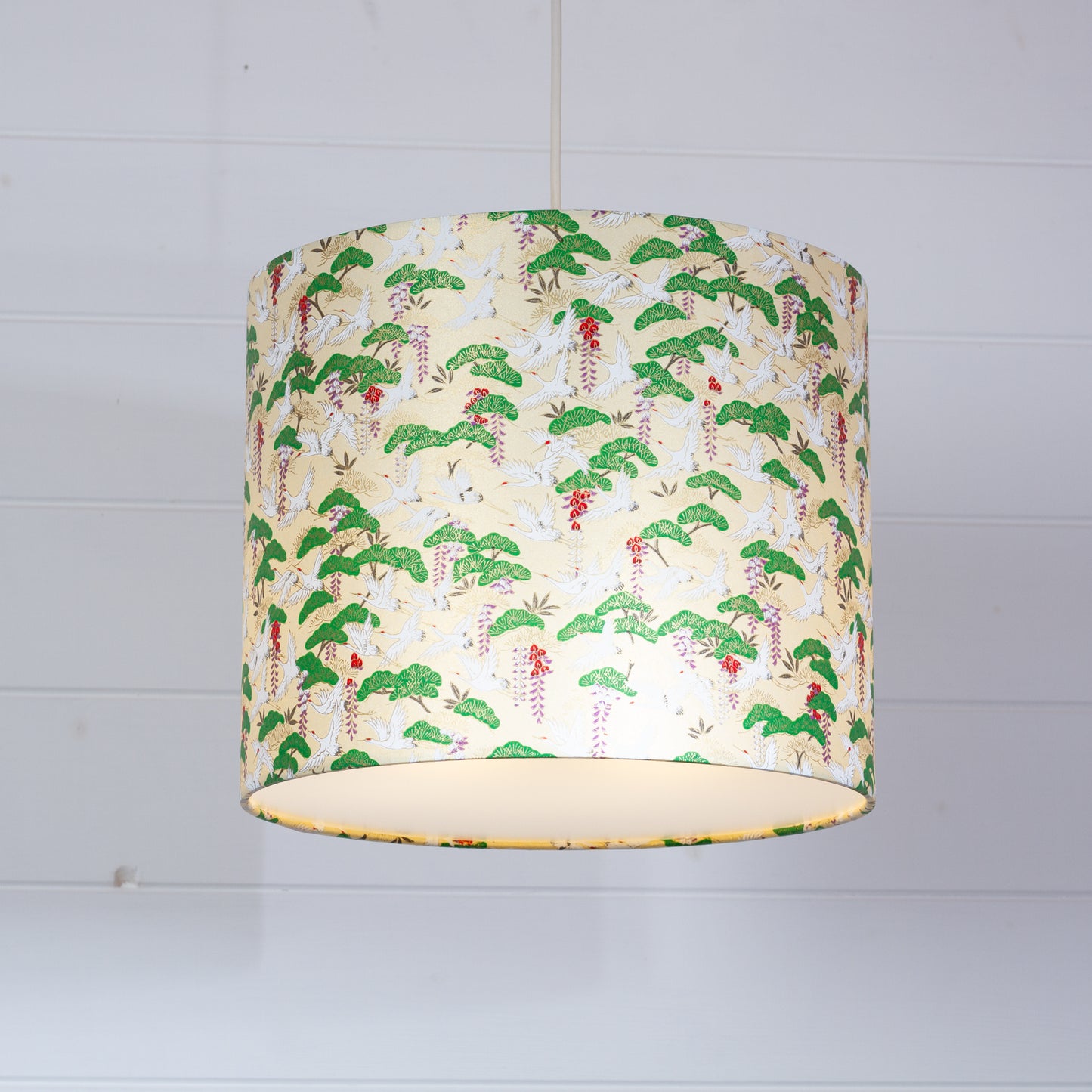 Drum Lamp Shade - W05 ~ Cranes, 30cm(d) x 25cm(h)
