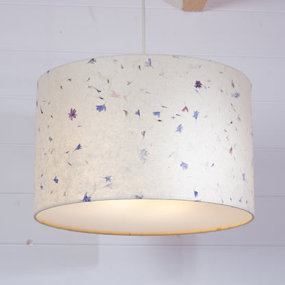 Drum Lamp Shade - P34 - Cornflower Petals on Natural, 40cm(d) x 25cm(h)