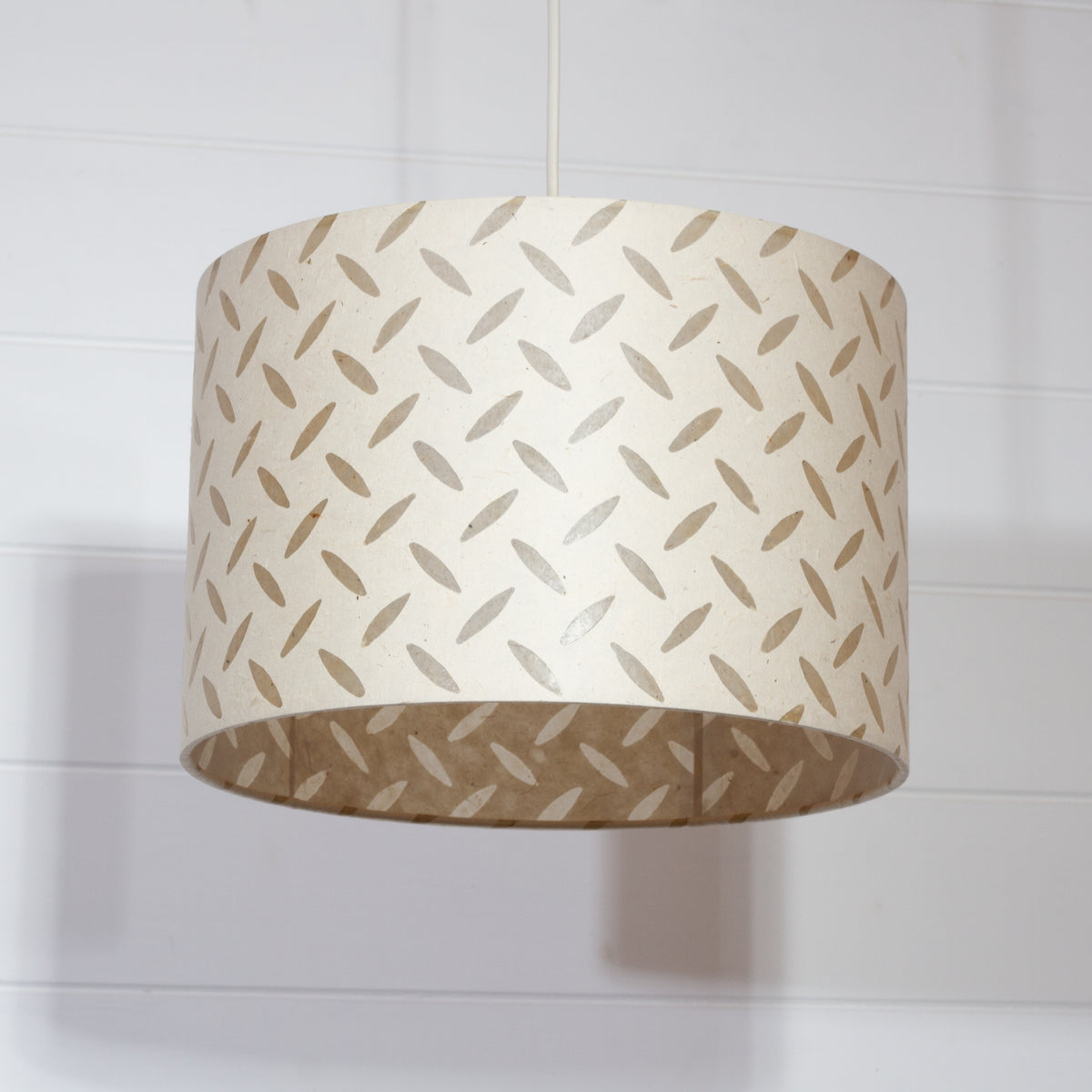 Drum Lamp Shade - P10 - Batik Tread Plate Natural, 30cm(d) x 20cm(h)
