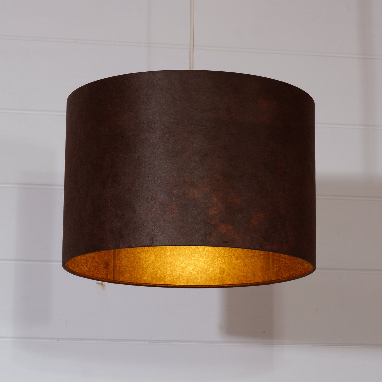 Drum Lamp Shade - P58 - Brown Lokta, 30cm(d) x 20cm(h)