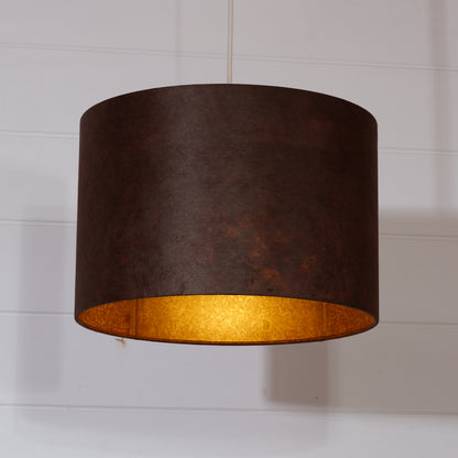 Drum Lamp Shade - P58 - Brown Lokta, 30cm(d) x 20cm(h)