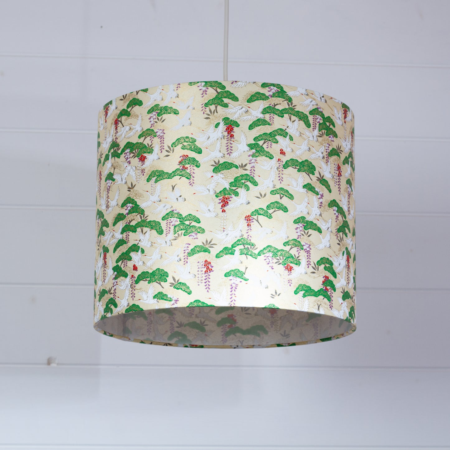 Drum Lamp Shade - W05 ~ Cranes, 30cm(d) x 25cm(h)