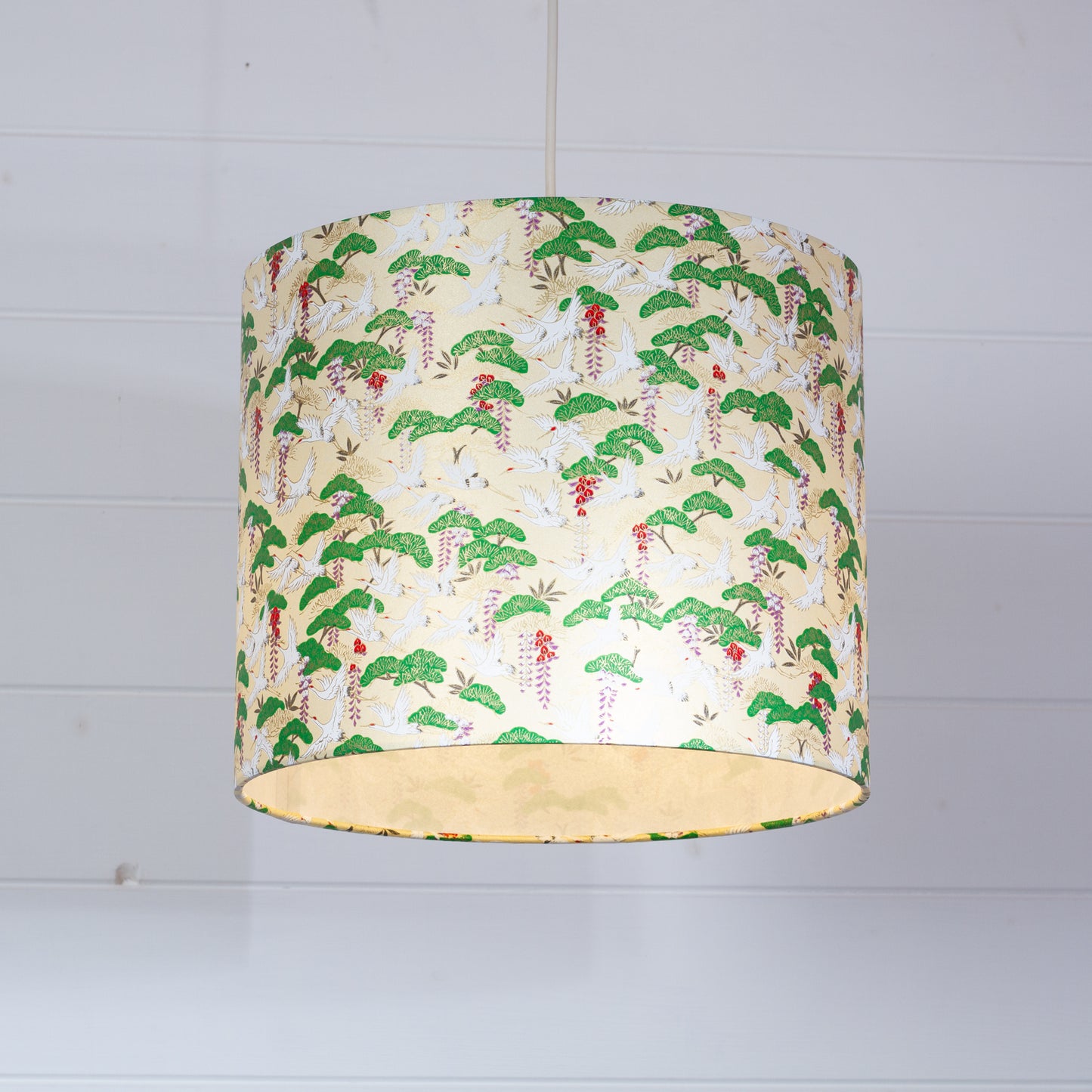 Drum Lamp Shade - W05 ~ Cranes, 30cm(d) x 25cm(h)