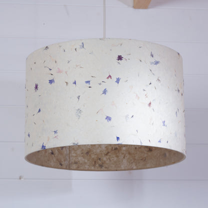 Drum Lamp Shade - P34 - Cornflower Petals on Natural, 40cm(d) x 25cm(h)