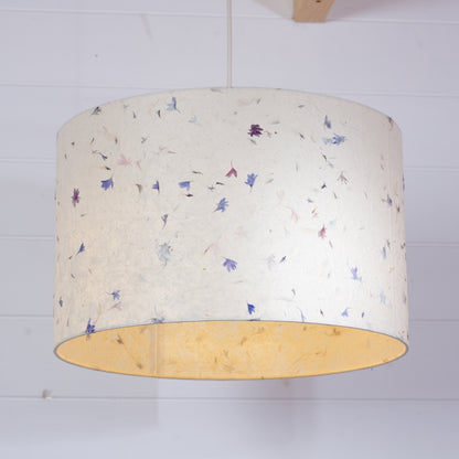 Drum Lamp Shade - P34 - Cornflower Petals on Natural, 40cm(d) x 25cm(h)