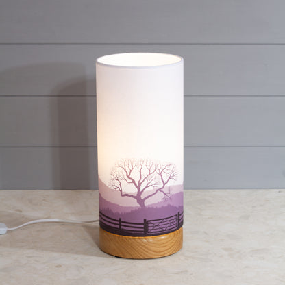 Landscape Gate Print, Flat Oak Table Lamp with Drum Shade (15x30cm) ~ 9 Colour options