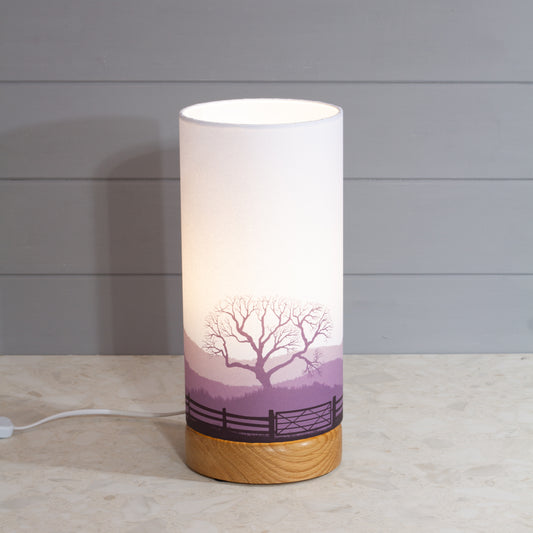 Landscape Gate Print, Flat Oak Table Lamp with Drum Shade (15x30cm) ~ 9 Colour options