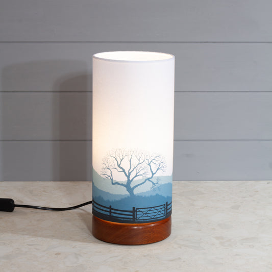 Landscape Gate Print, Flat Sapele Table Lamp with Drum Shade (15x30cm) ~ 9 Colour options