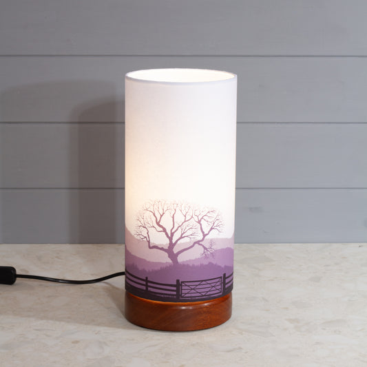 Landscape Gate Print, Flat Sapele Table Lamp with Drum Shade (15x30cm) ~ 9 Colour options