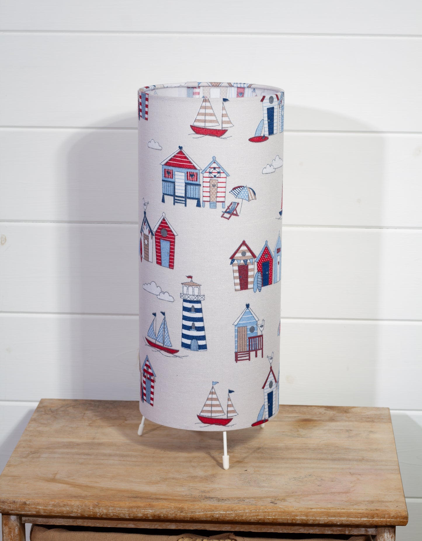 Free Standing Table Lamp Small - F130 Beach Huts Fabric