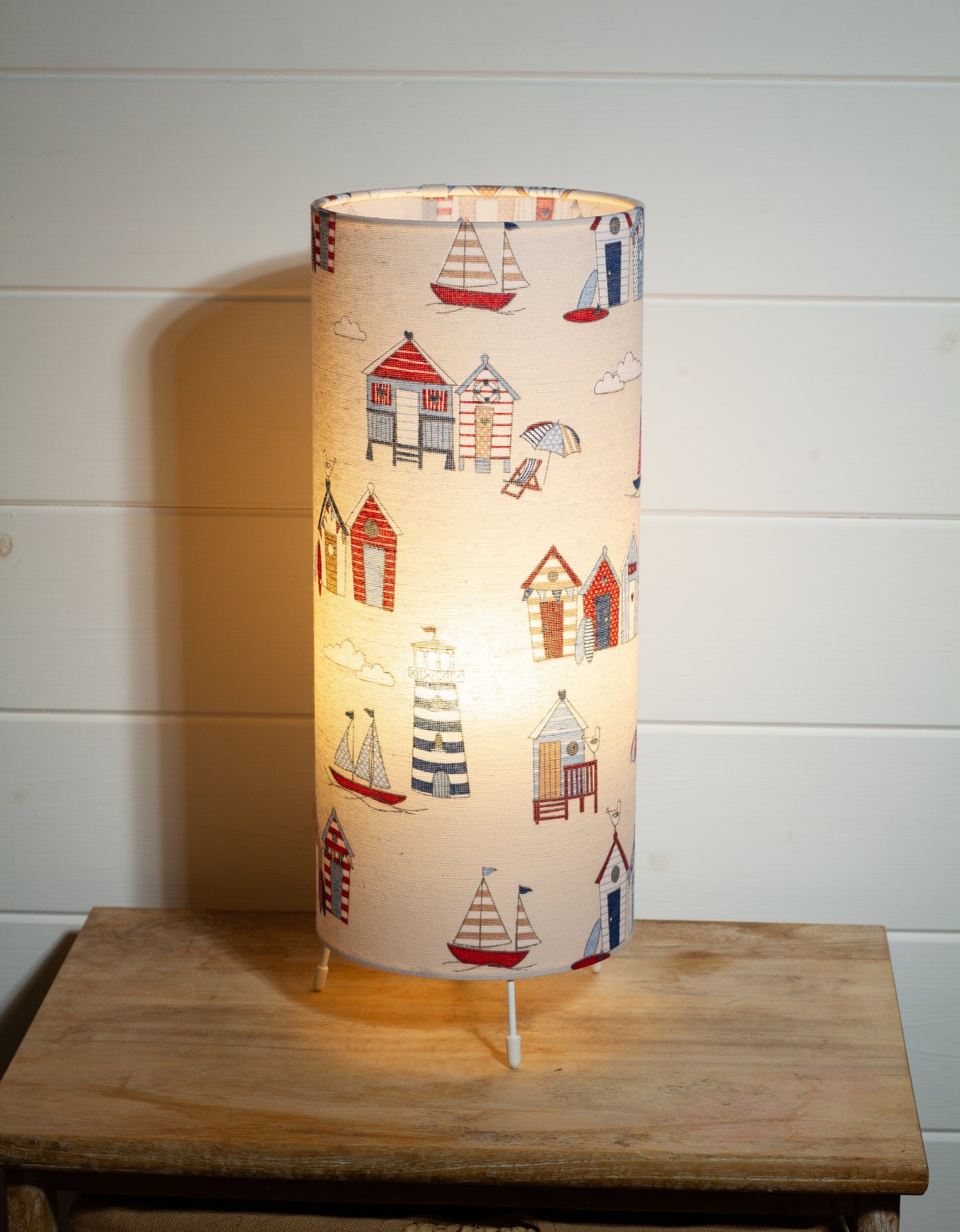 Free Standing Table Lamp Small - F130 Beach Huts Fabric
