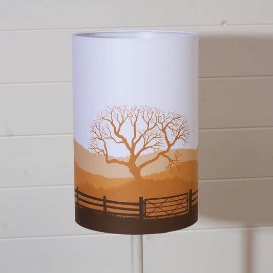 Drum Lamp Shade - Landscape Gate Orange, 20cm(d) x 30cm(h)
