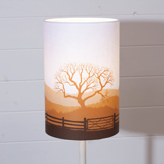 Drum Lamp Shade - Landscape Gate Orange, 20cm(d) x 30cm(h)