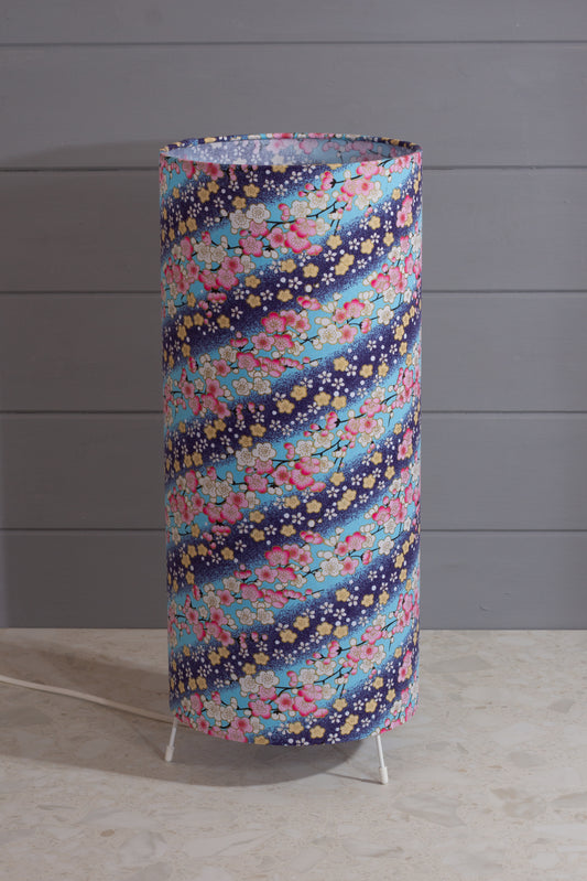 Free Standing Table Lamp Large - F120 ~ Cherry Blossom Blues Fabric