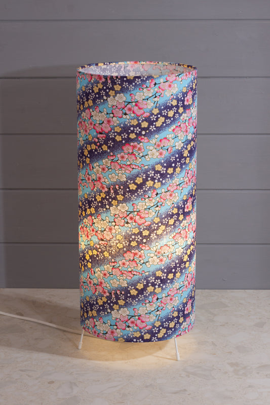 Free Standing Table Lamp Large - F120 ~ Cherry Blossom Blues Fabric