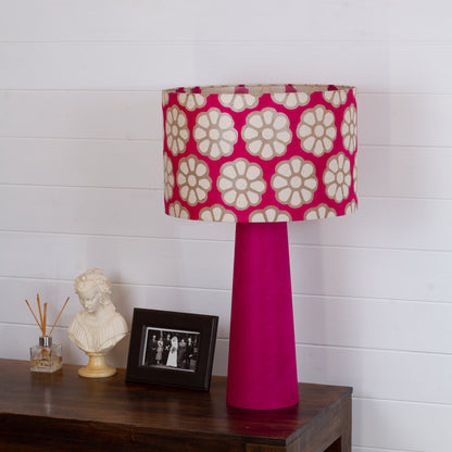 Matching Table Lamp Large with Drum Lamp Shade ~ Batik Big Flower on Hot Pink (P22)